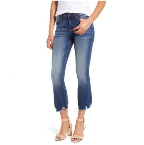 Vigoss Gwen Distressed Hem Crop Flare Jeans - Picture 1 of 7